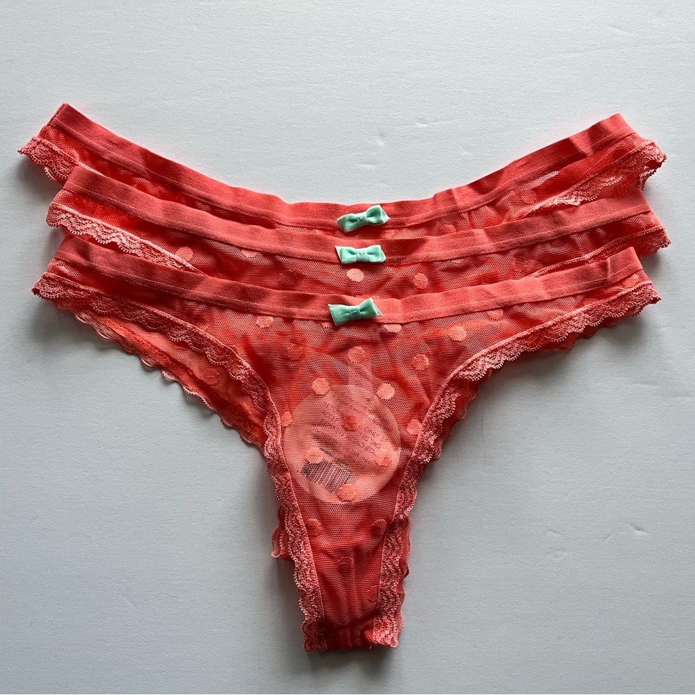 Coral mesh dot tangas from undies.com, M and L